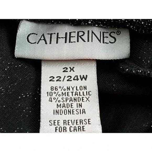 Catherines Womens Blouse Gray 3/4 Sleeve Cowl Neck Floral Glitter Pullover 2X - Picture 8 of 8